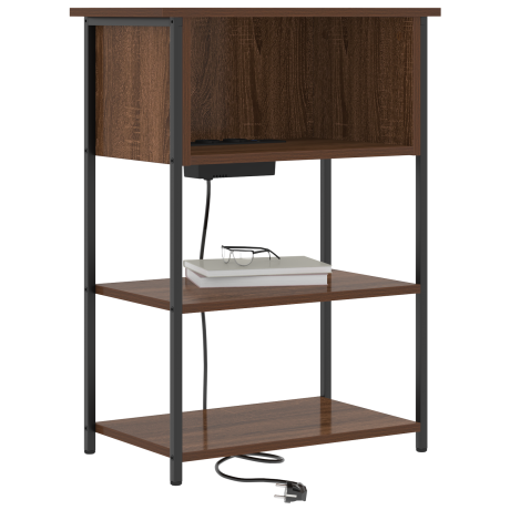 vidaXL Nachtkastje Bruin Eiken 55 x 31 x 76 cm Bewerkt hout afbeelding3 - 1