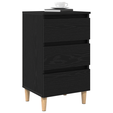 vidaXL Nachtkastje met lade Zwart Eiken 40 x 35 x 69 cm Bewerkt hout afbeelding3 - 1
