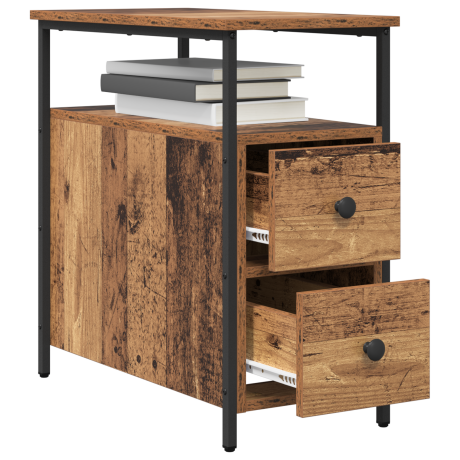vidaXL Nachtkastje met lade Oud hout 30 x 60 x 60 cm Bewerkt hout afbeelding3 - 1