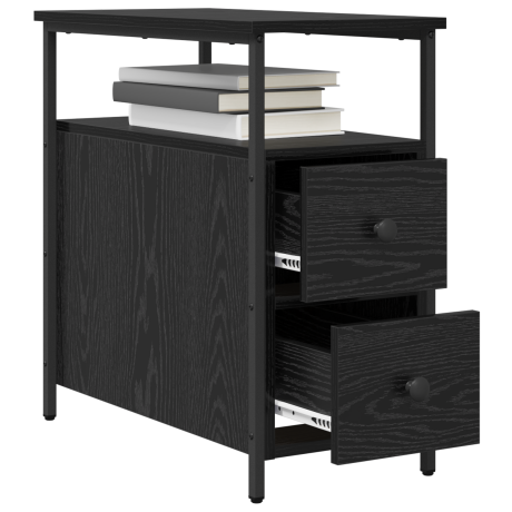 vidaXL Nachtkastje met lade 2 pcs Zwart eiken 30 x 60 x 60 cm afbeelding3 - 1