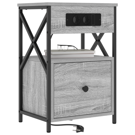 vidaXL Nachtkastje met lade Grijs Sonoma 40 x 31 x 60 cm Bewerkt hout afbeelding3 - 1