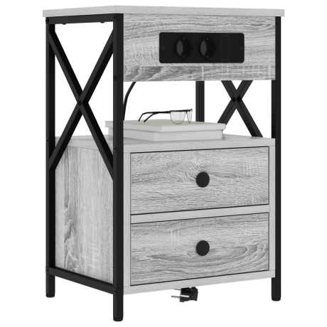 vidaXL Nachtkastje met lade Grijs Sonoma 40 x 31 x 60 cm Bewerkt hout afbeelding3 - 1