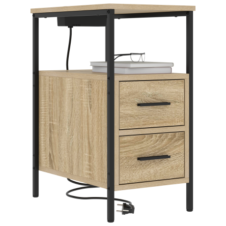 vidaXL Nachtkastje met lade Sonoma Eiken 30 x 48 x 61 cm Bewerkt hout afbeelding3 - 1