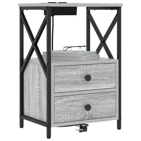 vidaXL Nachtkastje 2 pcs Grijs Sonoma 40 x 31 x 60 cm Bewerkt hout afbeelding3 - 1