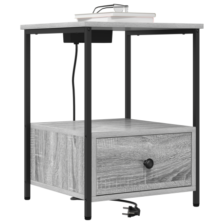 vidaXL Nachtkastje 2 pcs Grijs Sonoma 42 x 41 x 56 cm Bewerkt hout afbeelding3 - 1