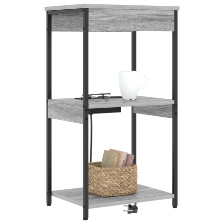 vidaXL Nachtkastje met Oplaadstation Grijs sonoma Bewerkt hout afbeelding3 - 1