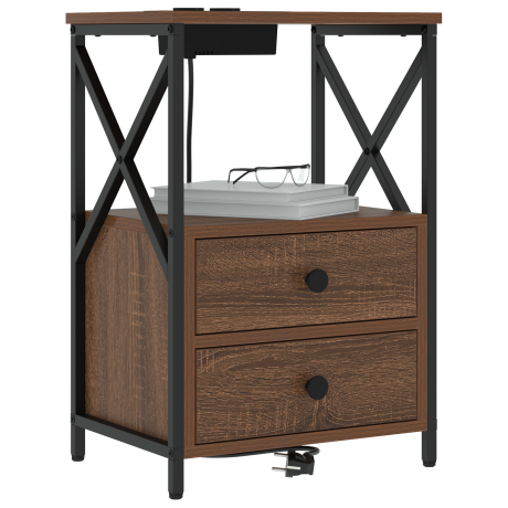 vidaXL Nachtkastje 2 pcs Bruin Eiken 40 x 31 x 60 cm Bewerkt hout afbeelding3 - 1