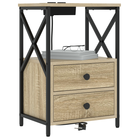 vidaXL Nachtkastje met lade Sonoma Eiken 40 x 31 x 60 cm Bewerkt hout afbeelding3 - 1