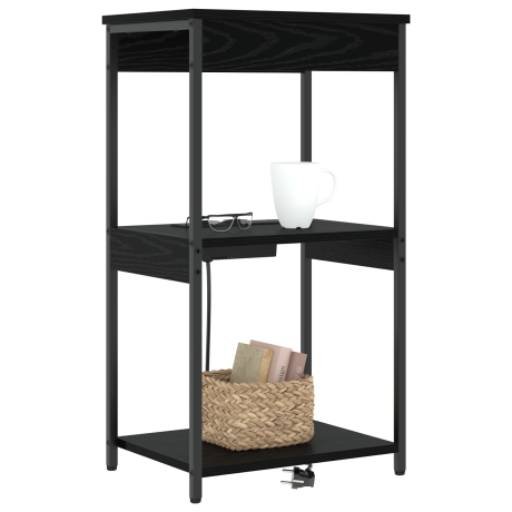 vidaXL Nachtkastje met plank Zwart Eiken 41 x 31 x 76 cm Bewerkt hout afbeelding3 - 1