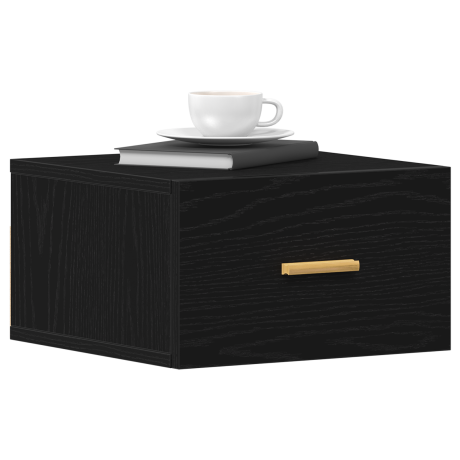 vidaXL Wandkastje met lade Zwart Eiken 35 x 35 x 20 cm Bewerkt hout afbeelding3 - 1