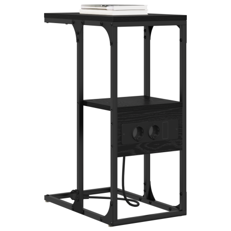 vidaXL Nachtkastje Zwart eiken 41.5 x 26 x 60.5 cm Bewerkt hout afbeelding3 - 1