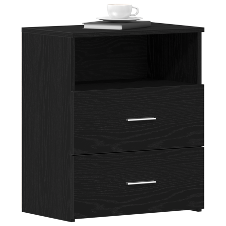 vidaXL Nachtkastje met lade Zwart Eiken 50 x 32 x 60cm Bewerkt hout afbeelding3 - 1