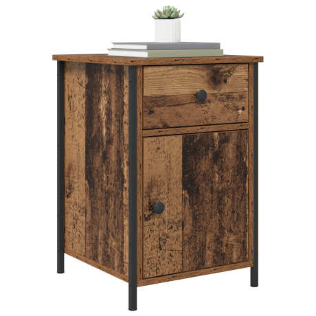 vidaXL Nachtkastje met lade 2 pcs Oudhout 40 x 42 x 60 cm Bewerkt hout afbeelding3 - 1