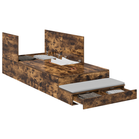 vidaXL Opberg Bedframe Gerookt Eiken 80x200 cm afbeelding3 - 1