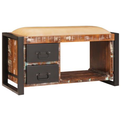 vidaXL Opbergbank Kleurig 80x35x40 cm Massief Gerecycled Hout afbeelding3 - 1