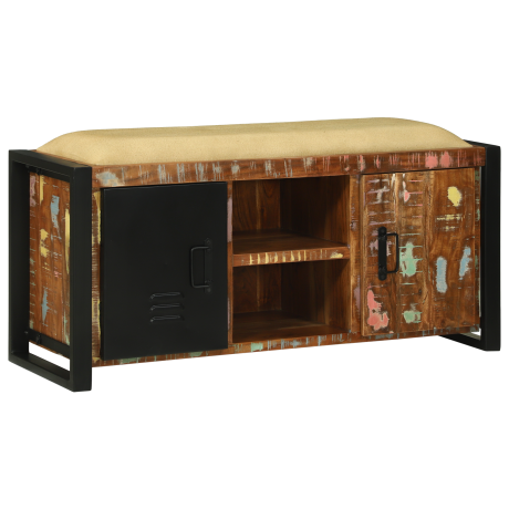 vidaXL Opbergbank Multikleur 100x35x50 cm Massief Gerecycled Hout afbeelding3 - 1