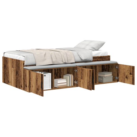 vidaXL Bedframe met lade met opslag Oud Hout 90 x 200 cm Bewerkt hout afbeelding3 - 1