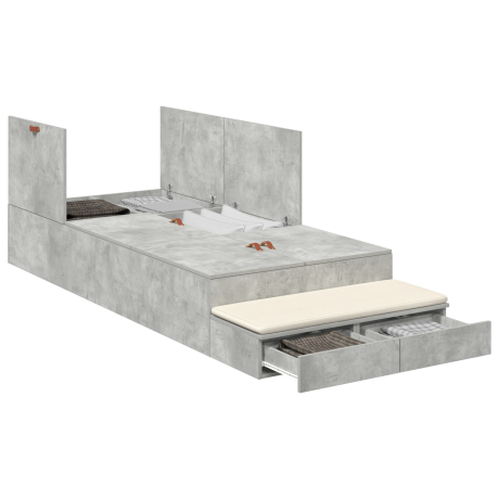 vidaXL Opbergbedframe Beton Grijs 90x190 cm afbeelding3 - 1