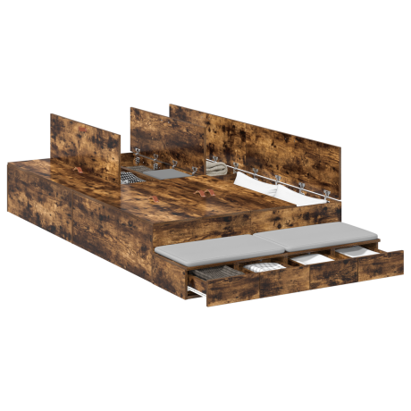 vidaXL Opbergbedframe Gerookt Eiken 120x190 cm afbeelding3 - 1