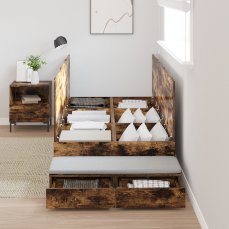 vidaXL Opbergbedframe Gerookt Eiken 90x200 cm afbeelding3 - 1