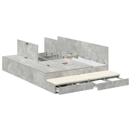 vidaXL Opbergbedframe in Beton Grijs 140x190 cm afbeelding3 - 1