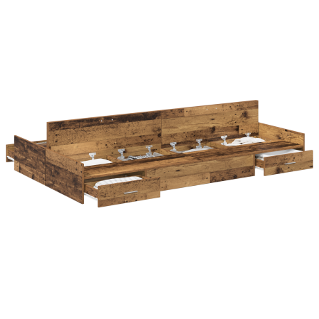 vidaXL Opbergbedframe met lade Oud Hout 120 x 200 cm Bewerkt hout afbeelding3 - 1