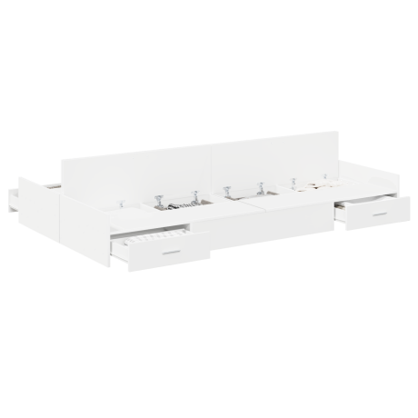 vidaXL Opbergbedframe met hoofdeinde Wit 120 x 200 cm Bewerkt hout afbeelding3 - 1