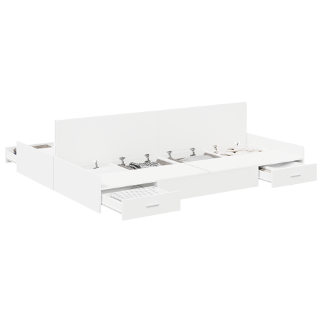vidaXL Opbergbedframe met hoofdeinde Wit 140 x 190 cm Bewerkt hout afbeelding3 - 1
