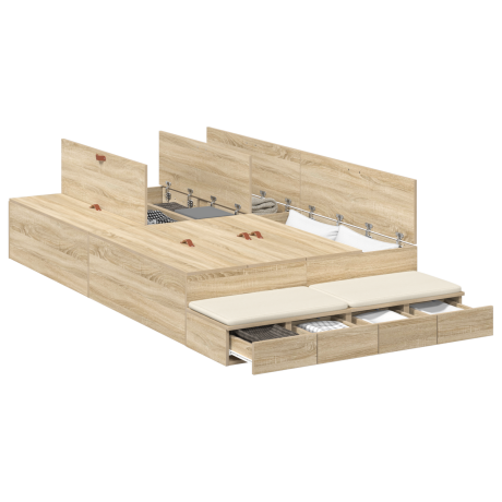 vidaXL Opbergbedframe Sonoma Eiken 120x200 cm afbeelding3 - 1