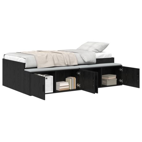 vidaXL Opbergbedframe Zwart Eiken 90x200 cm afbeelding3 - 1