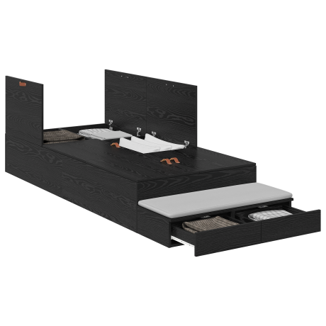 vidaXL Opbergbedframe Zwart Eiken 90x200 cm afbeelding3 - 1