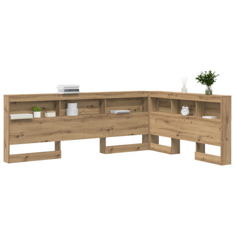 vidaXL Opberghoofdbord artisanaal eikenkleurig 150 cm Bewerkt hout afbeelding3 - 1