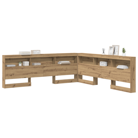 vidaXL Opberghoofdbord met plank Artisan Eiken 180 cm Bewerkt hout afbeelding3 - 1