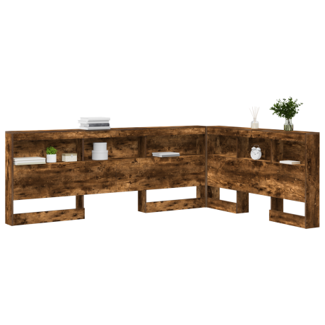 vidaXL Opberghoofdbord met plank Gerookt eiken 150 cm Bewerkt hout afbeelding3 - 1