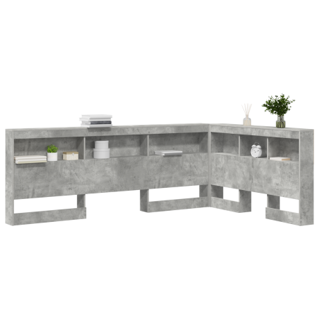 vidaXL Opberghoofdbord met plank Beton Grijs 120 cm Bewerkt hout afbeelding3 - 1
