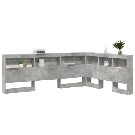 vidaXL Opberghoofdbord met plank Beton Grijs 135 cm Bewerkt hout afbeelding3 - 1