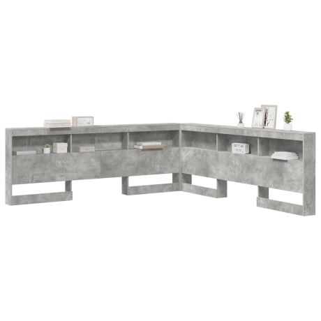 vidaXL Opberghoofdbord met plank Beton Grijs 200 cm Bewerkt hout afbeelding3 - 1