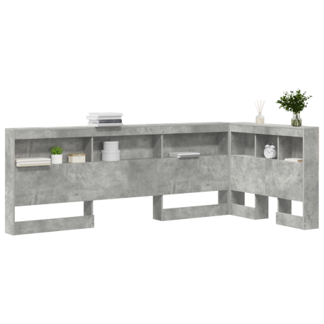 vidaXL Opberghoofdbord met plank Beton Grijs 80 cm Bewerkt hout afbeelding3 - 1