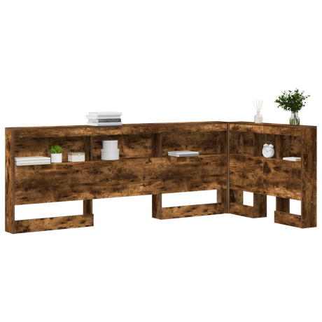 vidaXL Opberghoofdbord met plank Gerookt eiken 80 cm Bewerkt hout afbeelding3 - 1