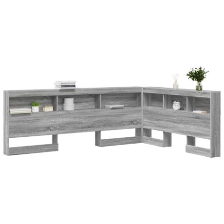 vidaXL Opberghoofdbord met plank Grijs Sonoma 135 cm Bewerkt hout afbeelding3 - 1