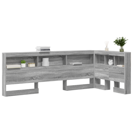 vidaXL Opberghoofdbord met plank Grijs Sonoma 90 cm Bewerkt hout afbeelding3 - 1
