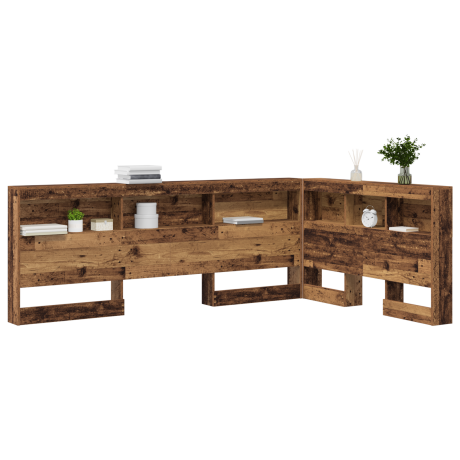 vidaXL Opberghoofdbord met plank Oud Hout 120 cm Bewerkt hout afbeelding3 - 1