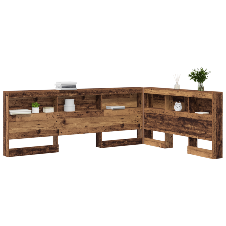 vidaXL Opberghoofdbord met plank met hoofdeinde met opslag Oud hout 160 cm Bewerkt hout afbeelding3 - 1