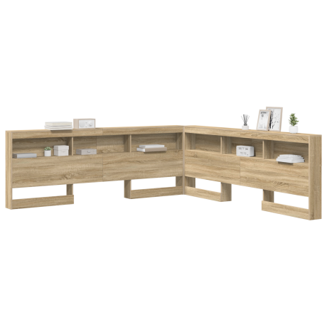 vidaXL Opberghoofdbord met plank Sonoma Eiken 200 cm Bewerkt hout afbeelding3 - 1