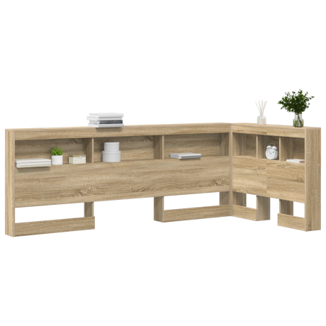vidaXL Opberghoofdbord met plank met hoofdeinde met opslag Sonoma eiken 90 cm Bewerkt hout afbeelding3 - 1