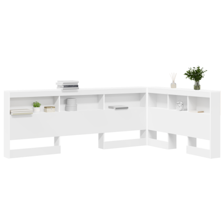 vidaXL Opberghoofdbord met plank met hoofdeinde met opslag Wit 120 cm Bewerkt hout afbeelding3 - 1