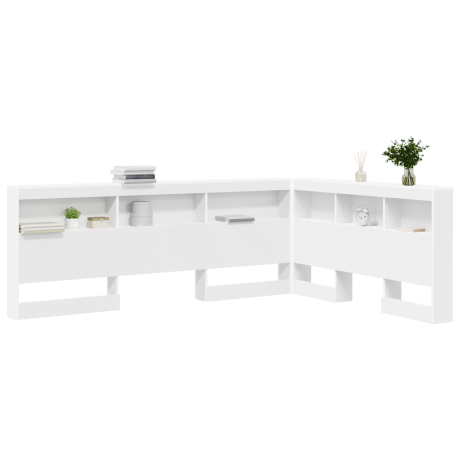 vidaXL Opberghoofdbord met plank met opslag Wit 150 cm Bewerkt hout afbeelding3 - 1