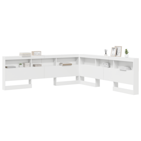 vidaXL Opberghoofdbord met plank met opslag Wit 200 cm Bewerkt hout afbeelding3 - 1