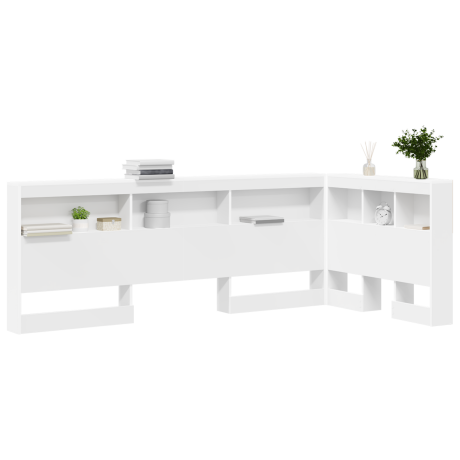 vidaXL Opberghoofdbord met plank met hoofdeinde Wit 90 cm Bewerkt hout afbeelding3 - 1