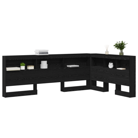 vidaXL Opberghoofdbord met plank Zwart Eiken 207,5 x 137,5 x 76,5 cm afbeelding3 - 1
